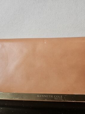 Kenneth Cole Tan Leather Clutch with Gold Trim